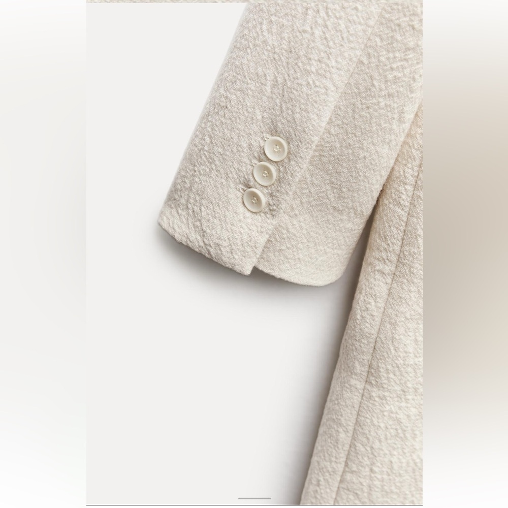 Zara Minimalist Wool Blend Textured Coat Ecru Cream ZW Collection size M NWT - Picture 14 of 16